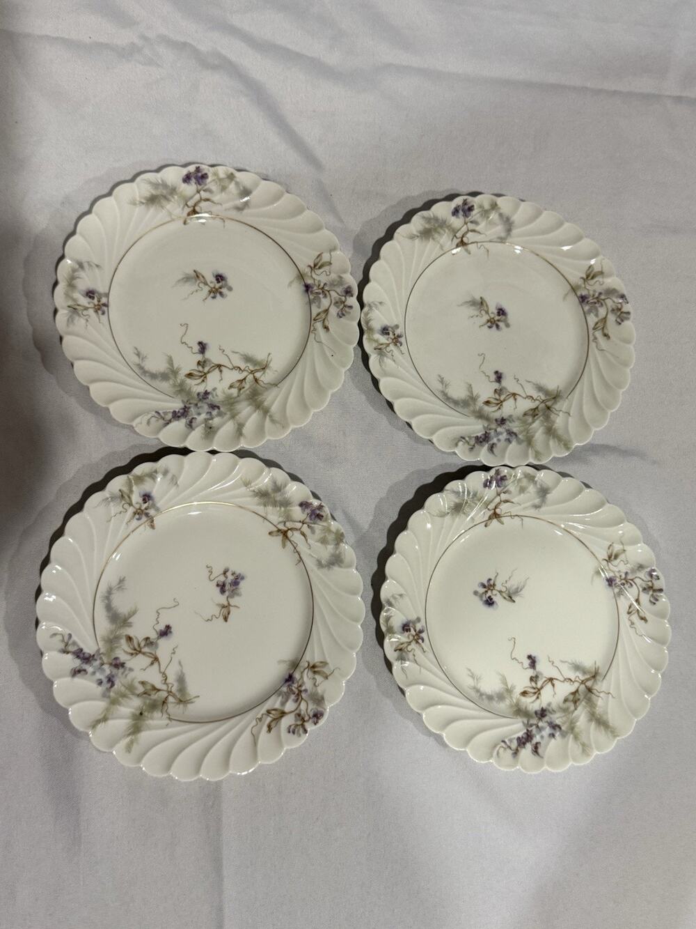 Set of 4 Haviland Limoges France Orsay Salad Plates, 6 inches